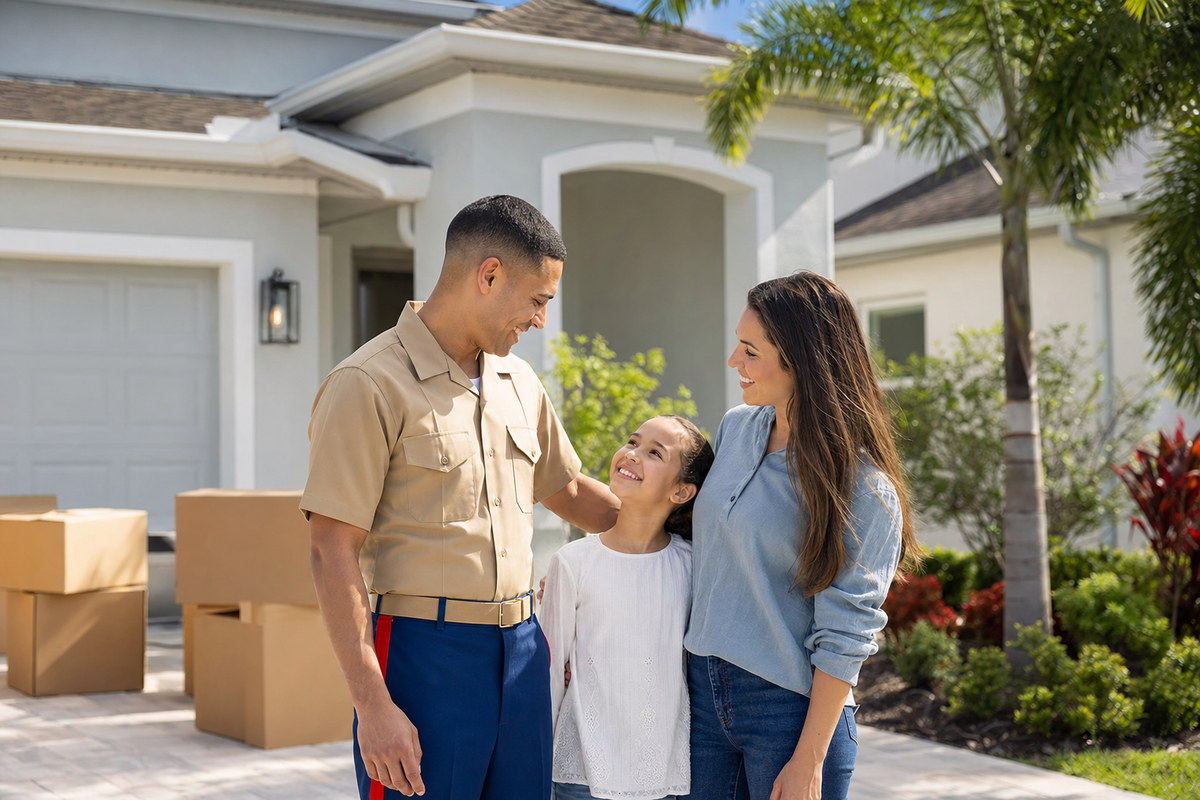 Military family being welcomed to their new Florida home